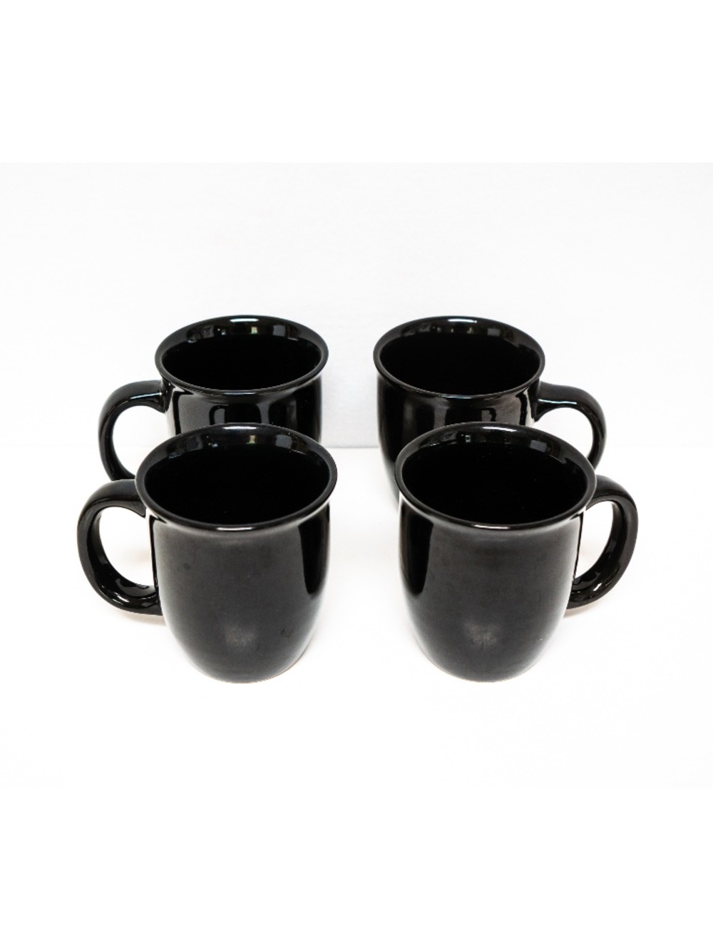 Set of 4 black ceramic coffee mugs - Today's Home brand
